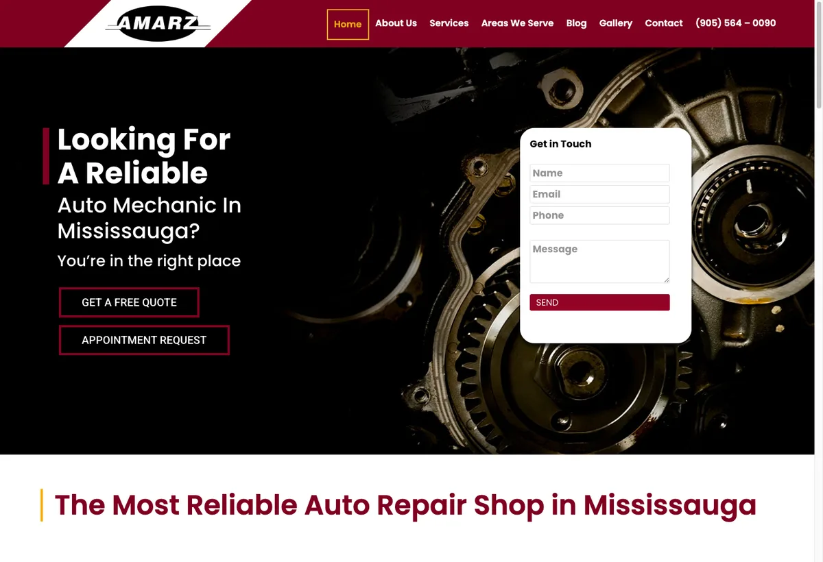 Homepage of Amarz Muffler & Auto Service — auto repair shop in Mississauga