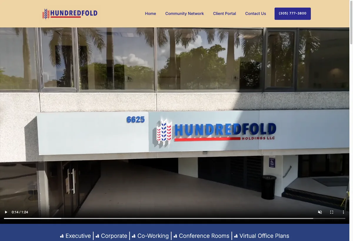 Homepage of Hundredfold Business Center — business consulting and offices